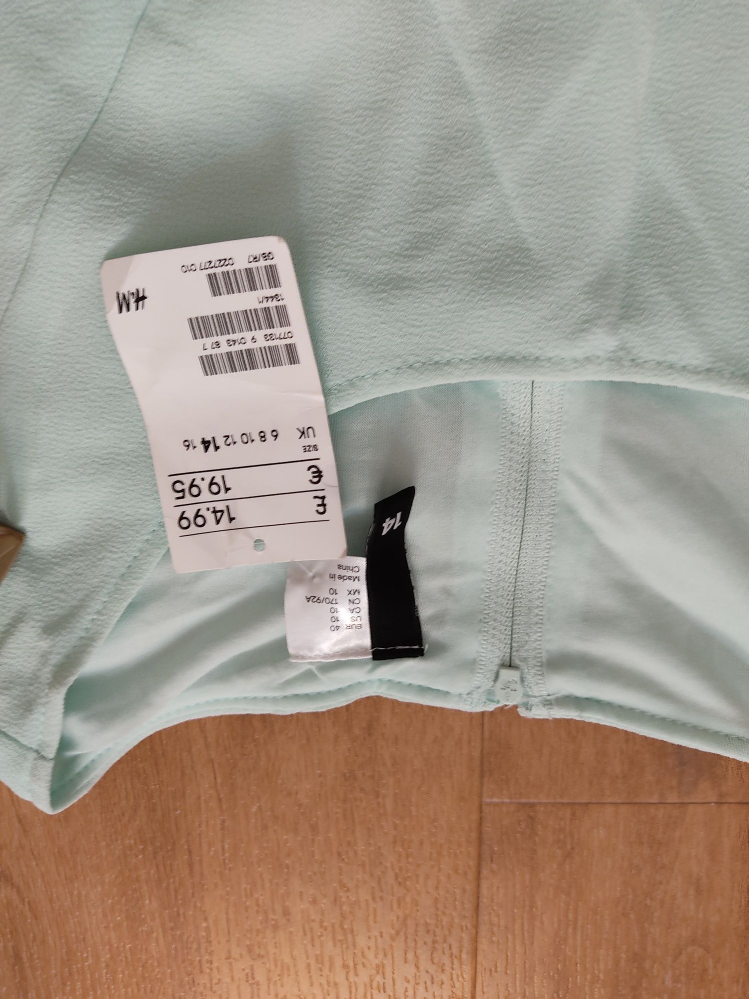 Miętowa sukienka z rozkloszowanym dołem Nowa 40 l h&m