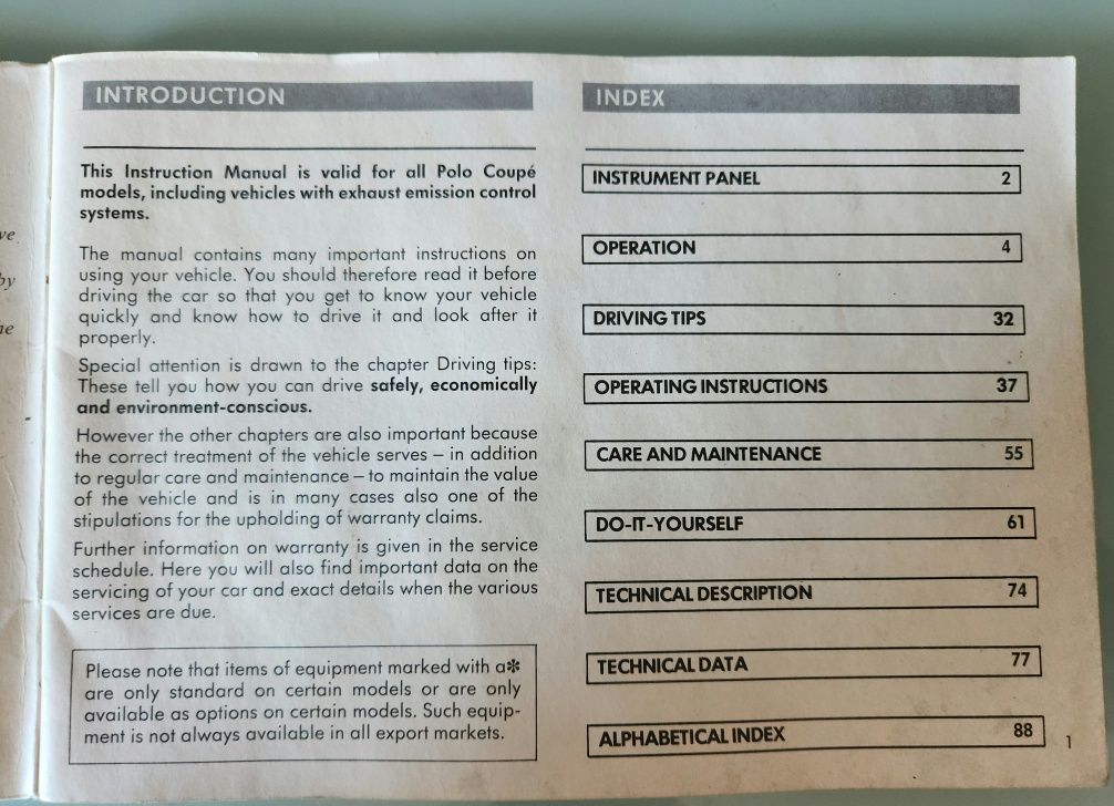 Manual de instruções Vw Pólo 86C
