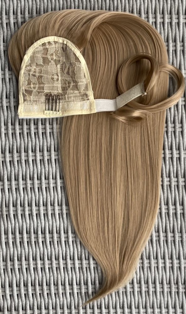 Premium Ultra włosy doczepiane, karmelowy blond, kucyk, treska ( 219 )
