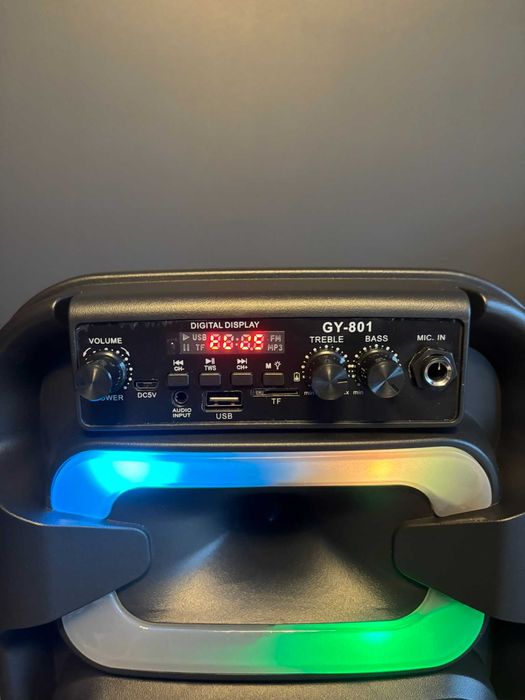Głośnik Bluetooth SUPER BASS GY-802 Kolumna LED z mikrofonem i pilotem