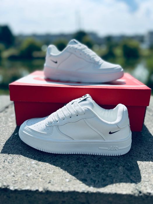 Nike air Force leather white кроссовки осенние Найк Форс белые