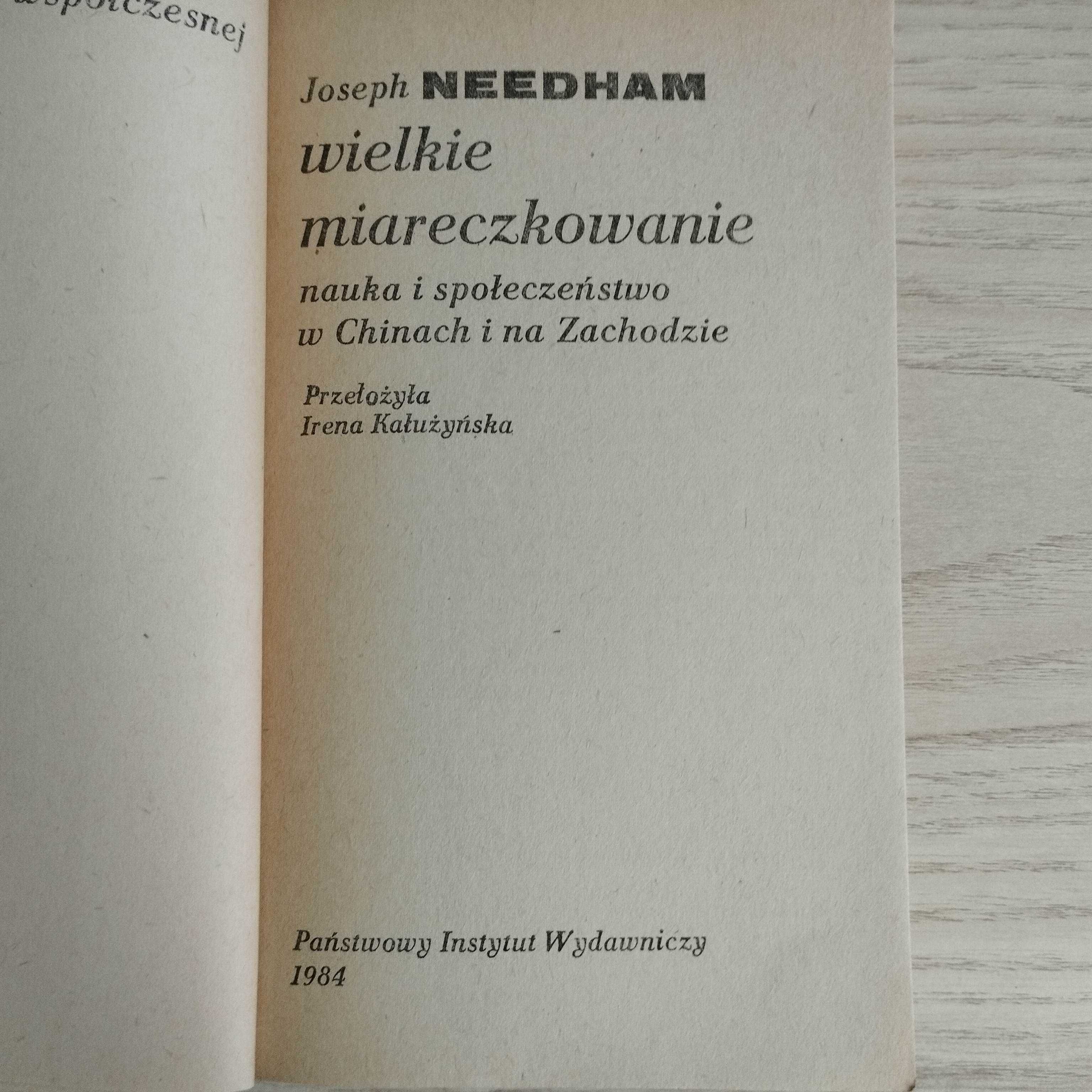Wielkie miareczkowanie Joseph Needham Wydanie 1 1984