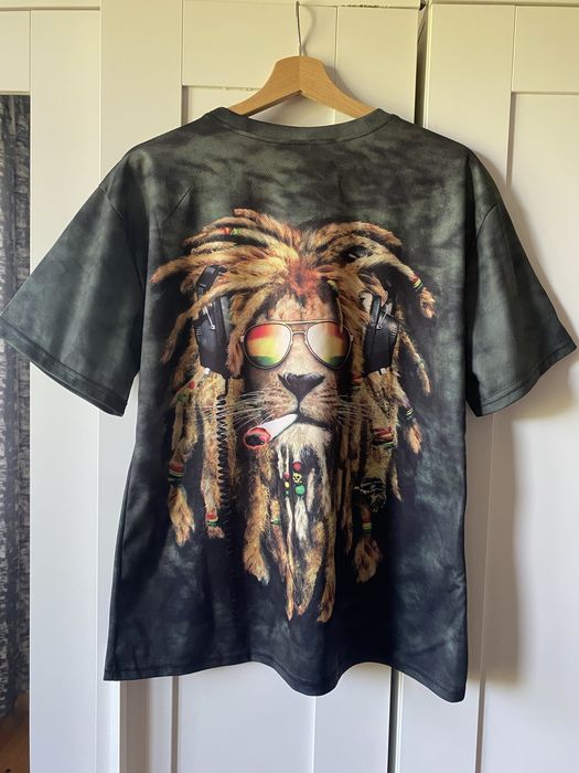 Męski t-shirt bluzka z krótkim rękawem lew rasta lion reagge