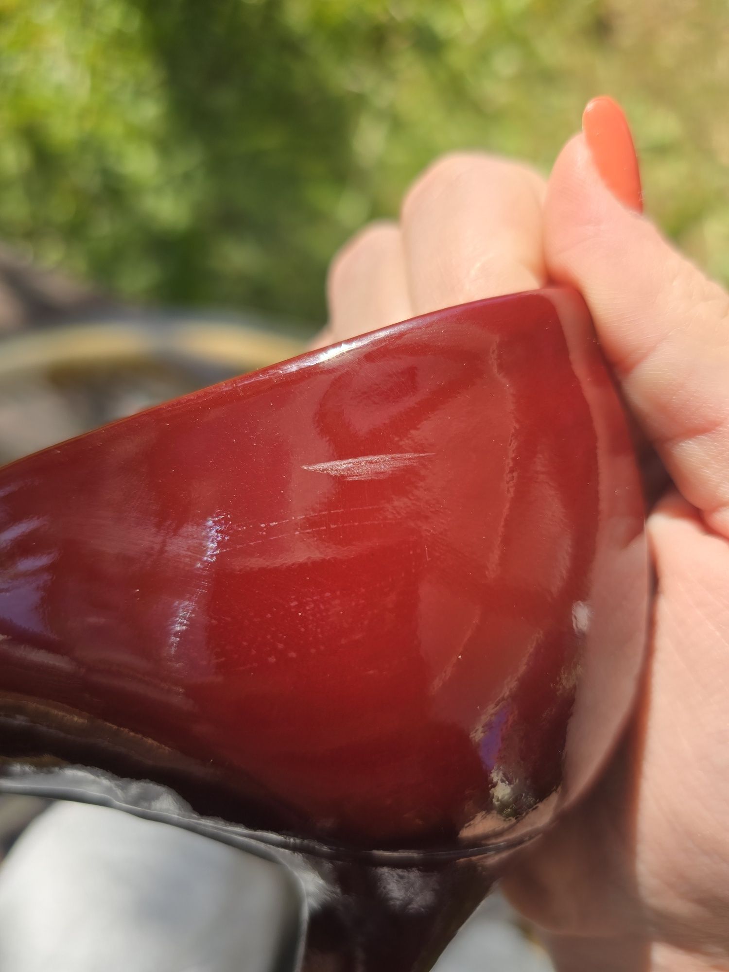 Ryłko Bordowe Buty na obcasie czółenka skóra lakierowana wine red
