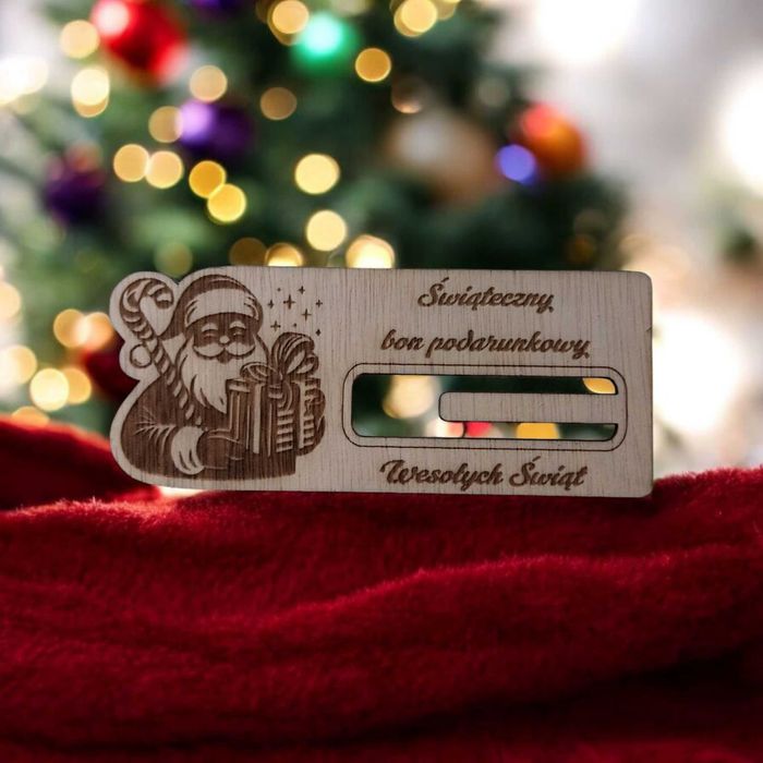 Drewniany Bon Podarunkowy, Prezent na Święta