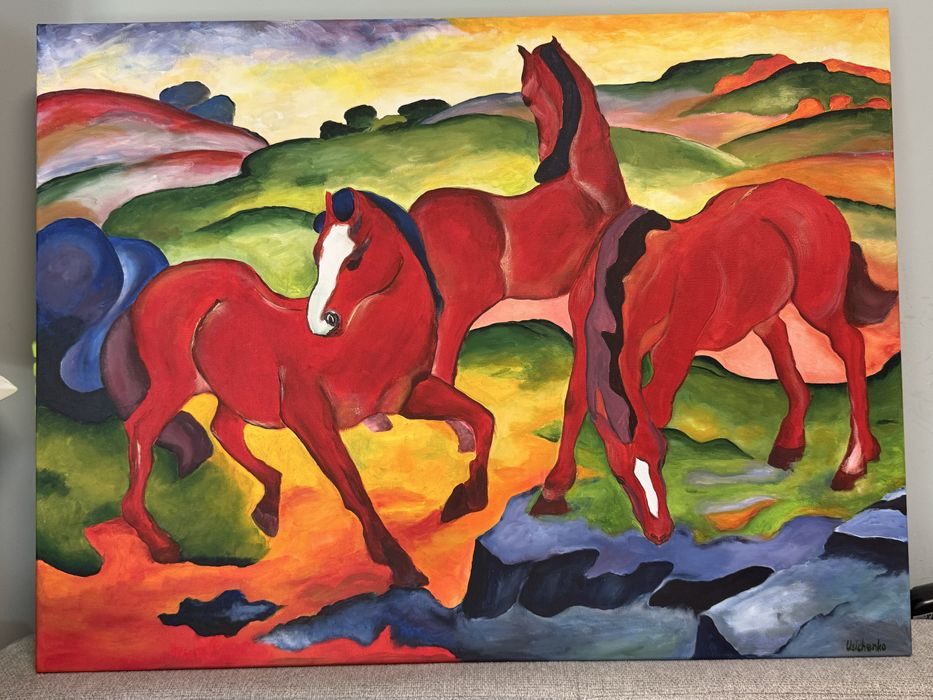 Картина Великі Червоні Коні, акрил, 60х80