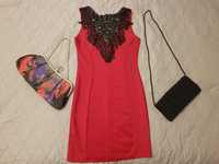 Nowa bez metki, czerwona sukienka z haftem rozmiar S\M