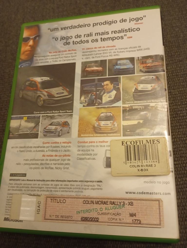 Colin Mcrae Rally 3 Xbox caixa manual e capa