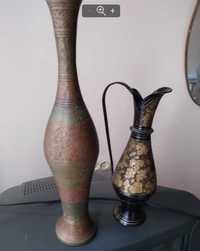 ваза из латуни, кумган ,чеканка с цветной глазурью, чайник, Индия