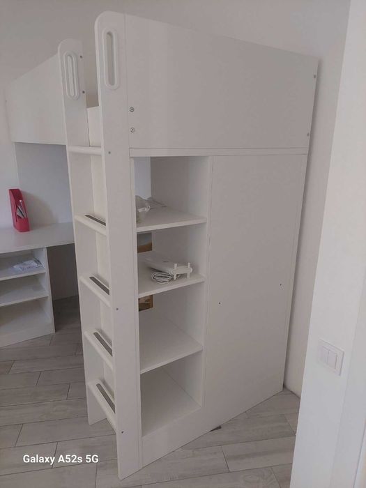 SMÅSTAD СМОСТАД Кровать-чердак 90x200 см + стол, стелаж, белый, | IKEA