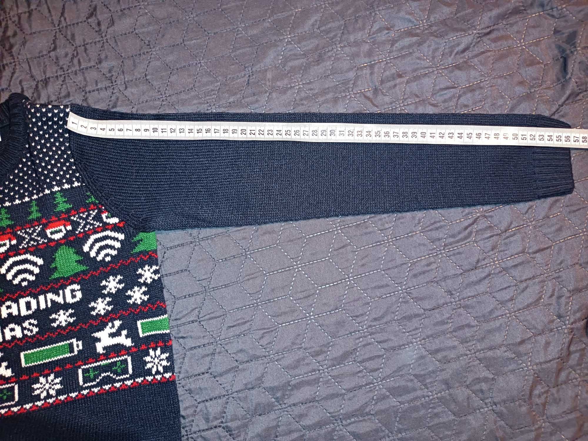 Świąteczny sweter granatowy świecący 134/140