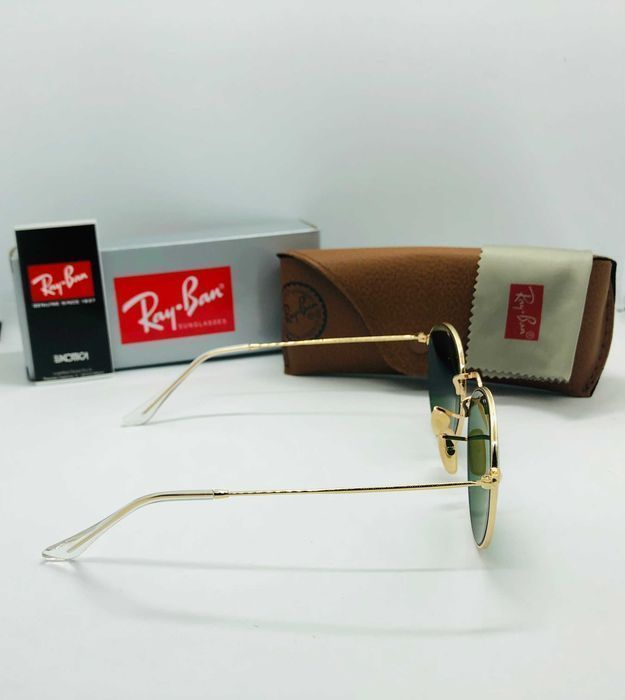 Солнцезащитные круглые очки Ray Ban Round Metal 3447 Green 54мм стекло