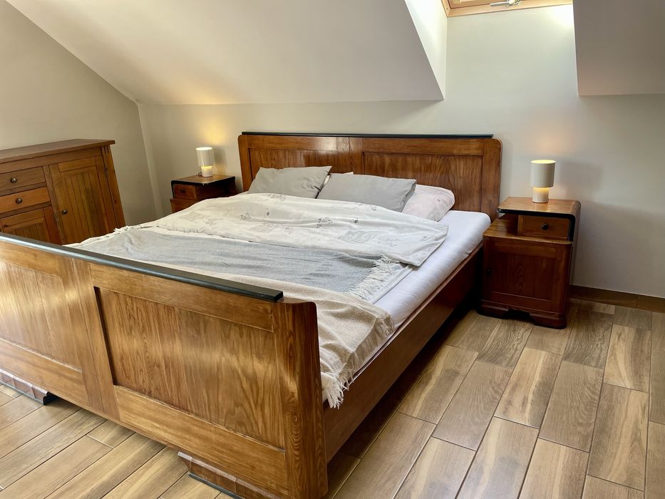 Łóżko drewniane vintage retro solidne stylowe klasyczne