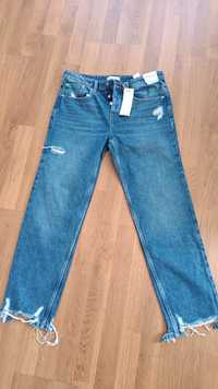 Nowe Sinsay jeansy 40 L 38 M straight leg denim granatowy bawełna