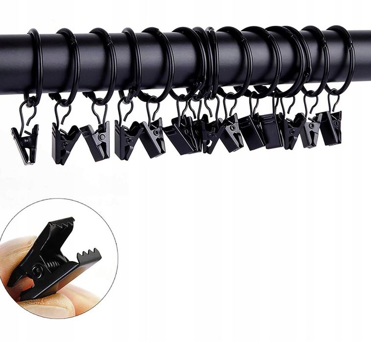 KÓŁKO z żabką metalowe na karnisz czarne 10szt 3cm