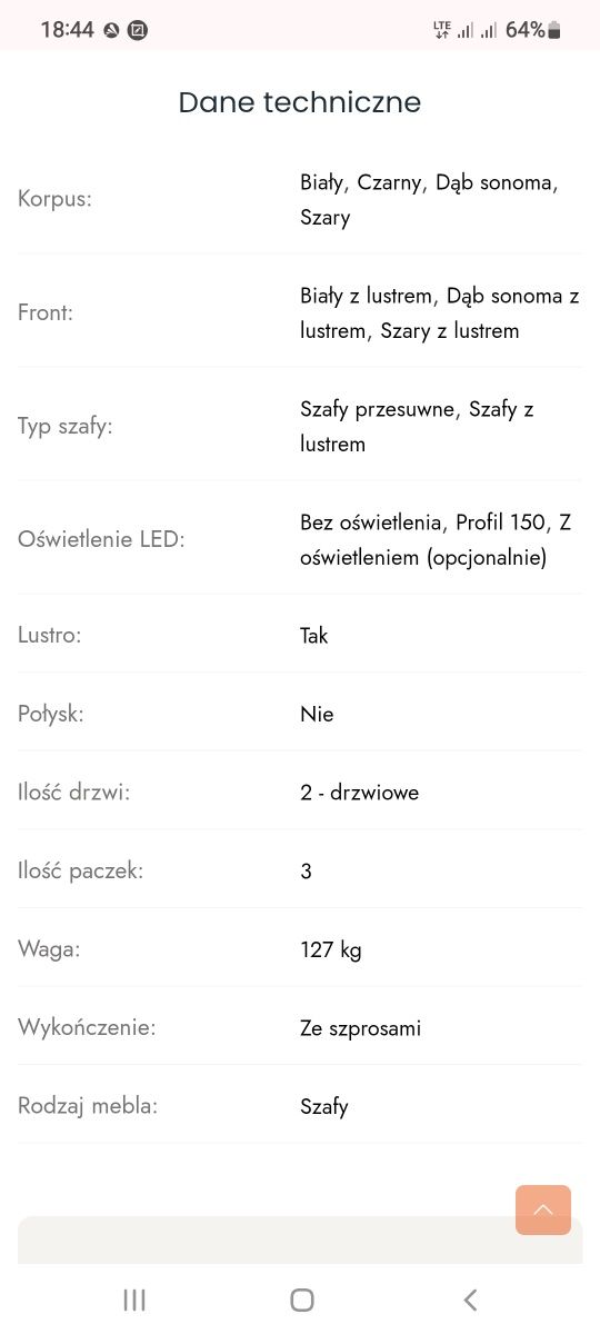 Szafa przesuwna do sprzedania