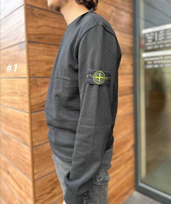 Чорна кофта Стон Айленд - Мужской свитшот Stone Island
