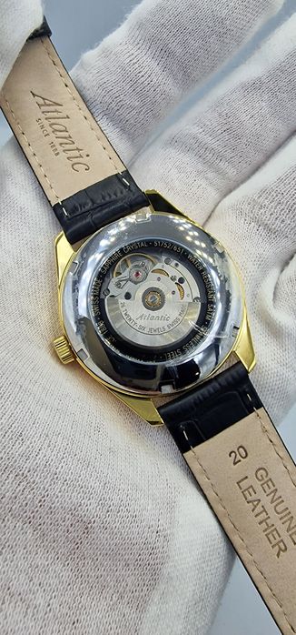 Atlantic Worldmaster Art Deco Automatic - szafir, skóra - Gold + Red