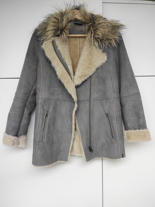 Stylowa Kurtka Kożuch IKKS szara z Futerkiem