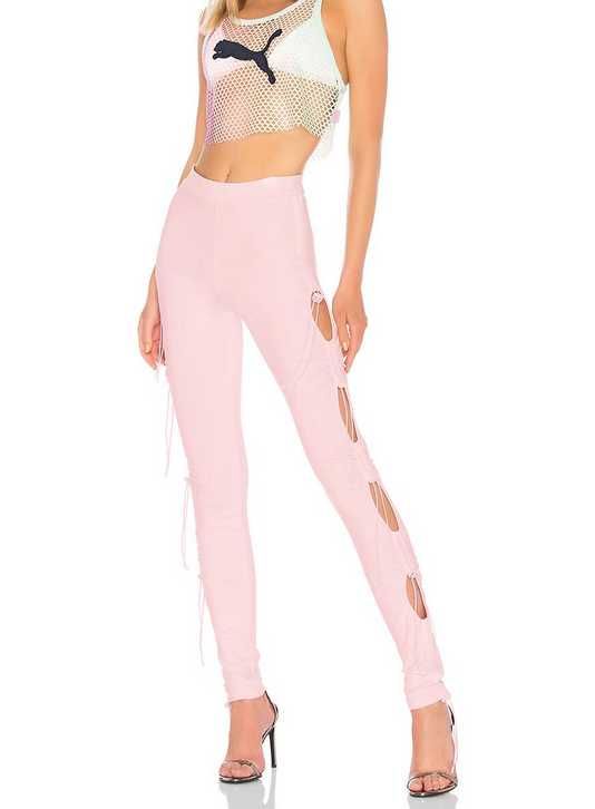FENTY PUMA by RIHANNA różowe spodnie legginsy getry 38 M