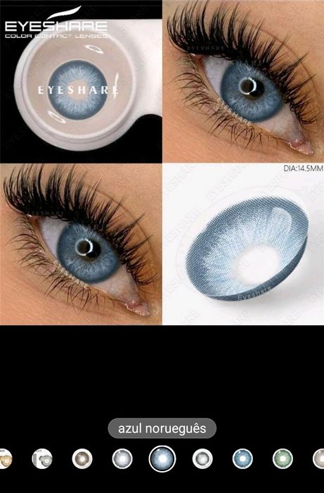 Lentes de contacto coloridas, moda elegante.