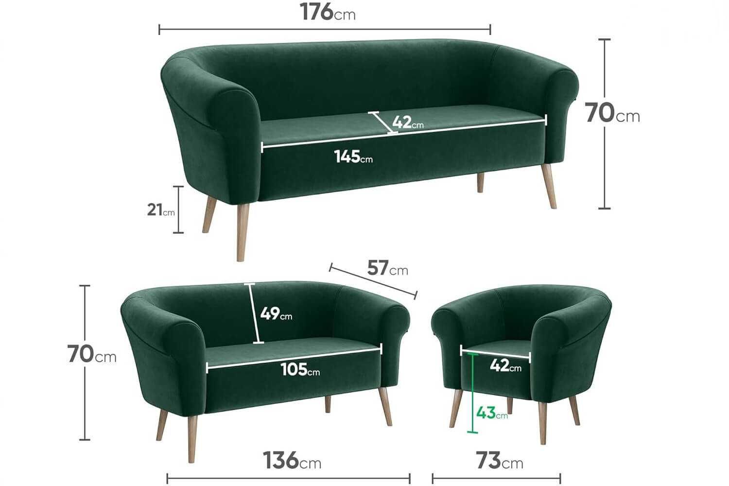 Sofa tapicerowana dwuosobowa do salonu na nóżkach skandynawska ESPER