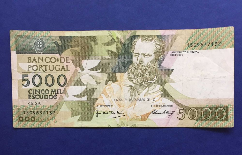 nota 5000 Escudos 1991 - Antero de Quental
