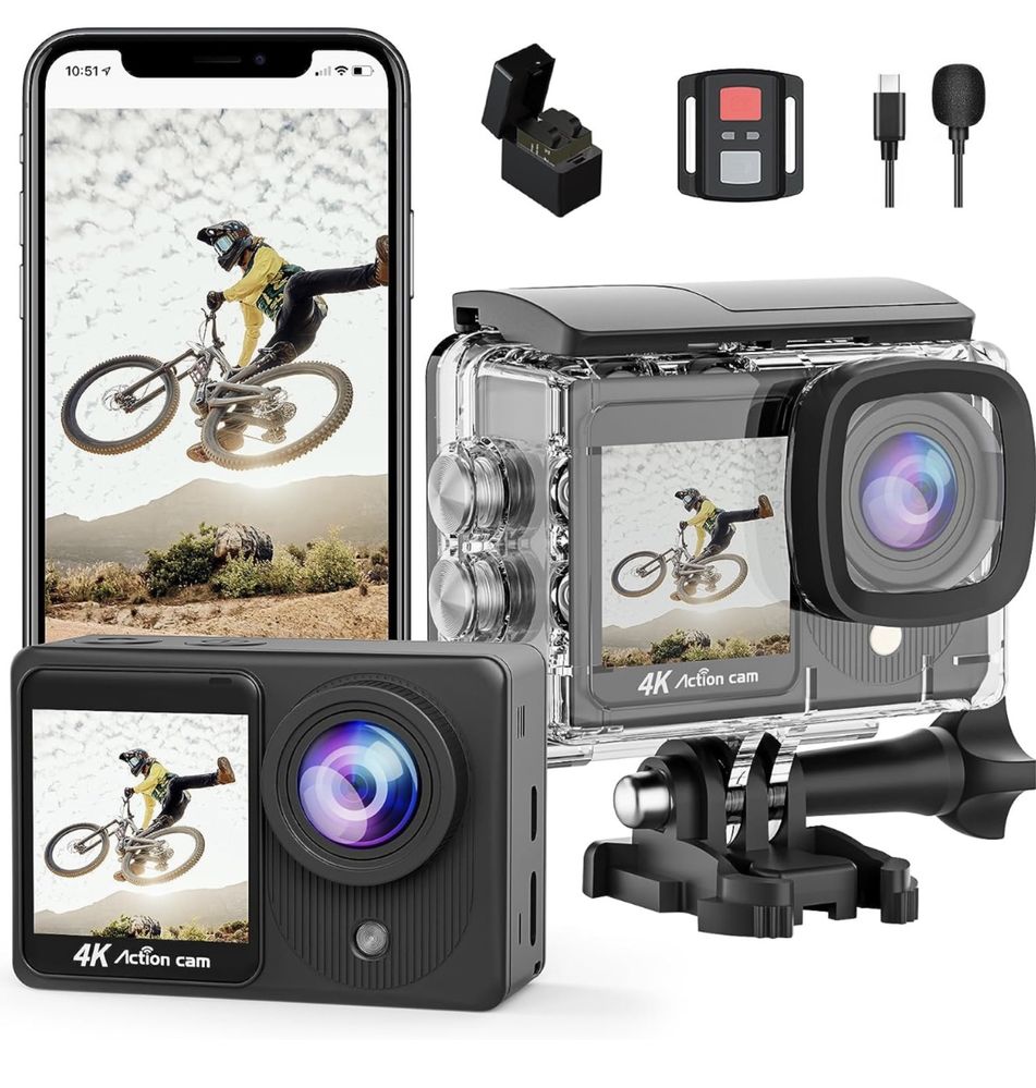 TIMNUT 4K Dual Screen Touchscreen Action Camera