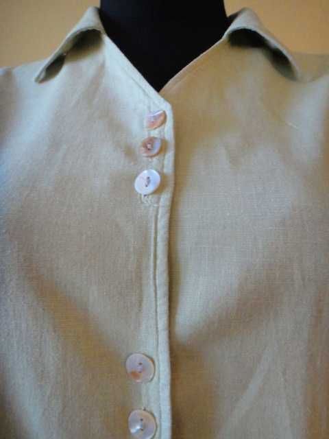 koszula bluzka len M/L  lato dłuższa pistacjowa vintage