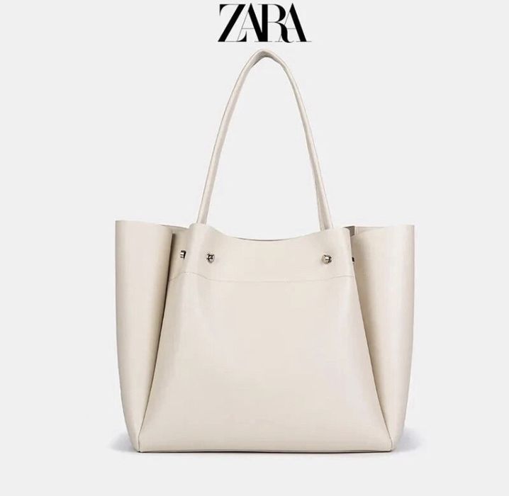 Сумка мешок шоппер ZARA кожаная на плечо женская сумка жіноча шопер