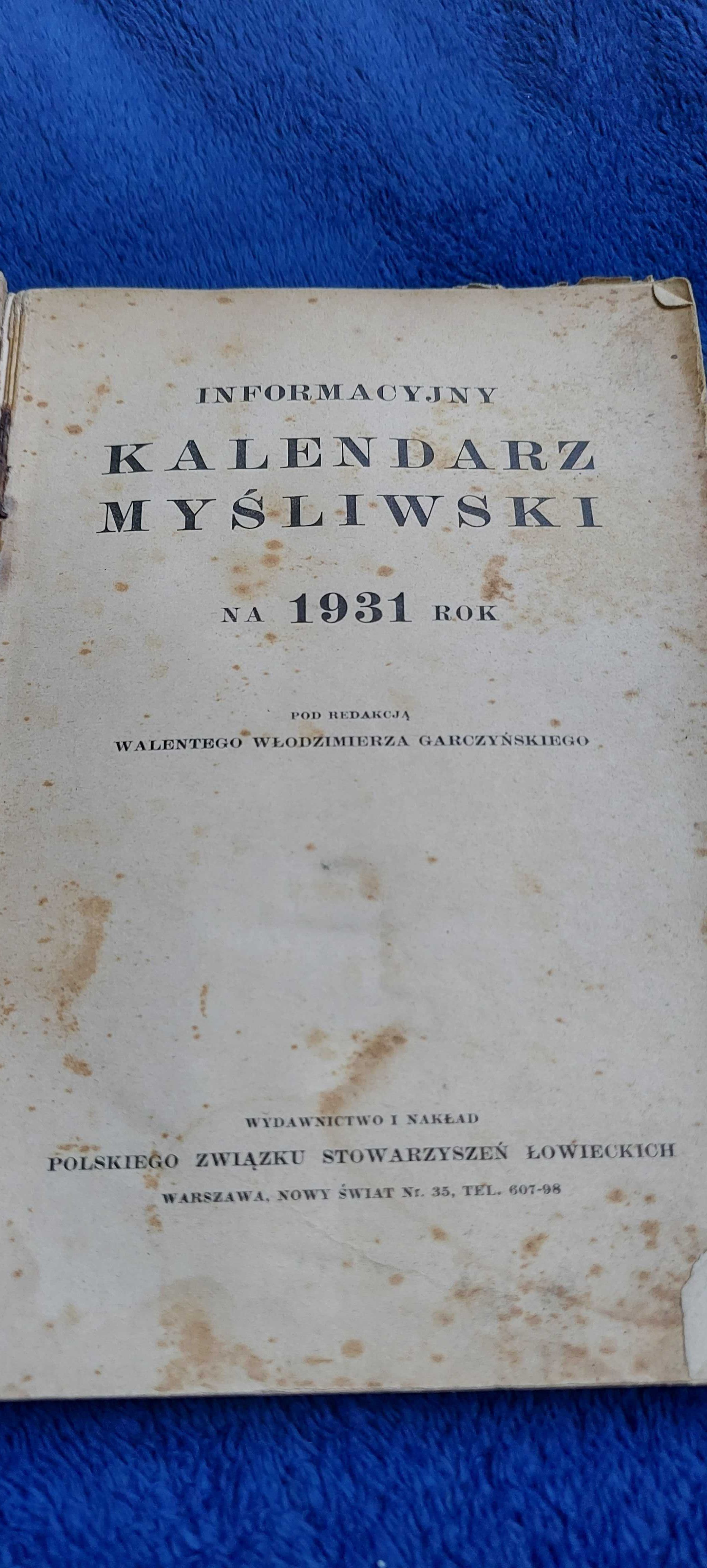 Informacyiny kalendarz  myśliwski 1931r