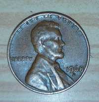 Moeda RARA USA - Lincoln Memorial Penny 1968 D,