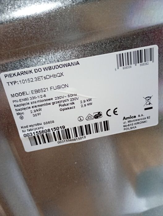 Piekarnik Amica  do zabudowy