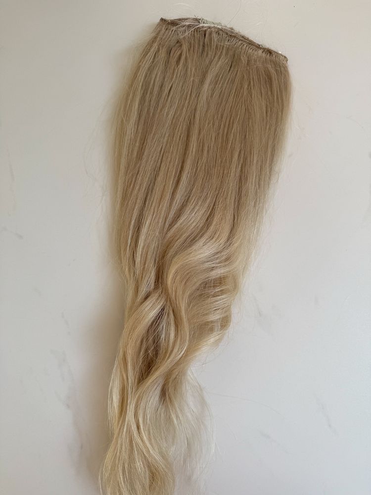 Włosy na taśmie clip in ze spinkami jasny blond