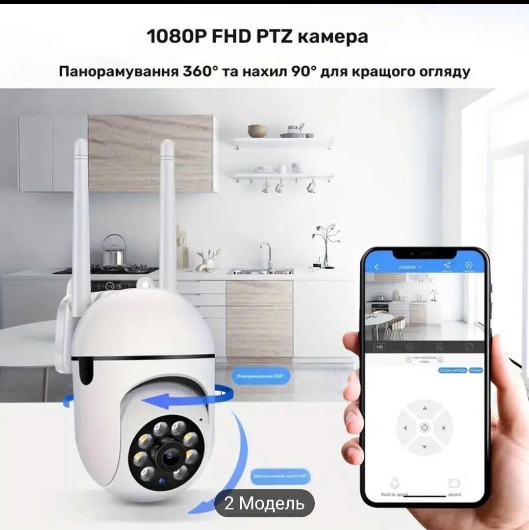 Wi-Fi камера безпеки з поворотом 360° та нічним баченням