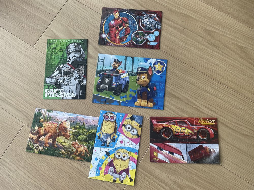 Puzzle 4+ Trefl 6 pudelek minionki auta psi patrol star wars iron man