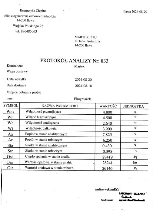 Ekogroszek GROSZEK 26MJ luz węgiel do podajnika