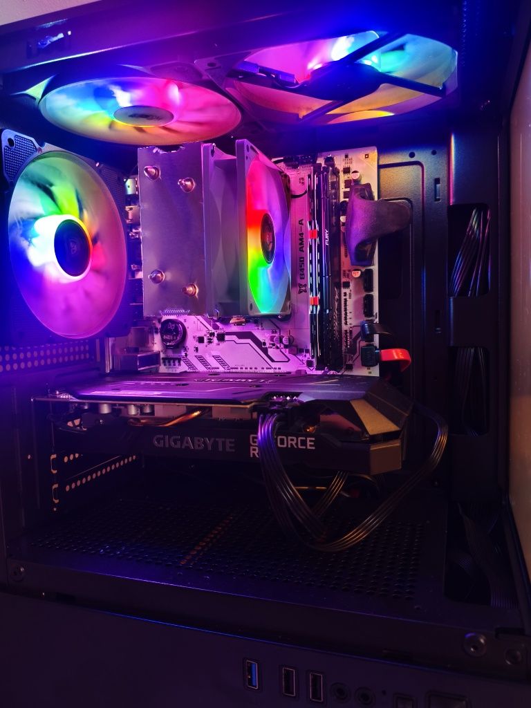 Komputer PC do gier RGB ryzen, rtx 2060, 20GB RAM, akwarium szkło