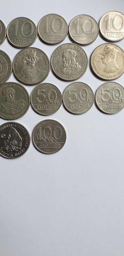 Monety 10zł,20zł,50zł,100zł z lat 1980÷1990r. 22szt.