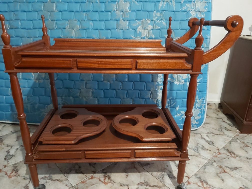 Bar móvel carrinho com mesa espelho