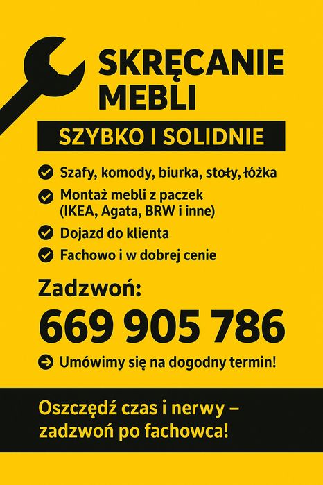 Skręcanie mebli – szybko i solidnie, dojazd do klienta