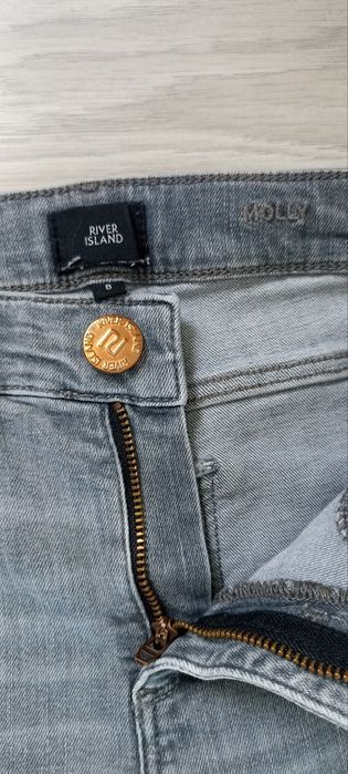 River Island spodnie dziewczęce szary jeans dziury przetarcia EU 34/8