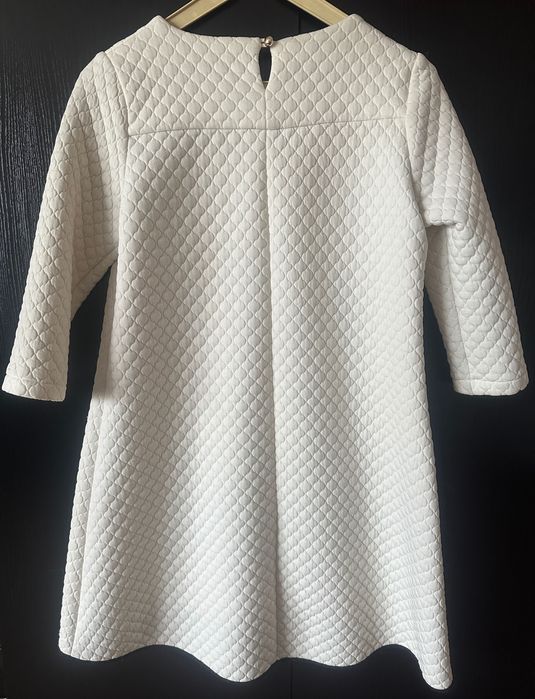 Biała pikowana klasyczna tunika rękaw 3/4 przeszywana wzór dłuższy tył
