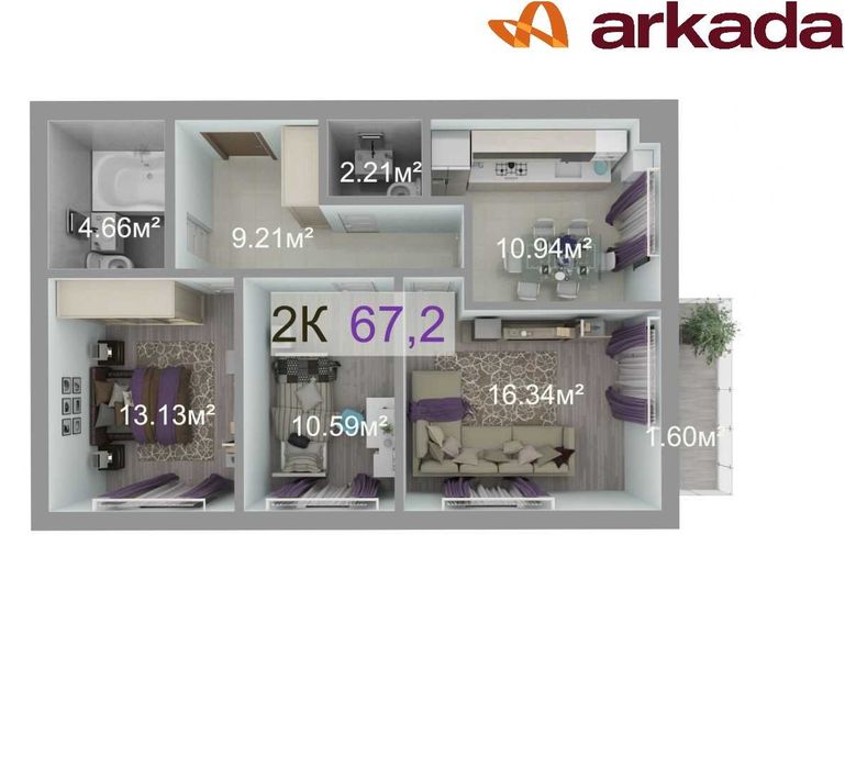 Продам 3кімнатну квартиру в ЖК Краківський. Газифікована. 66м2