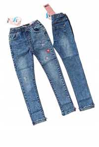 Spodnie jeans dla dziewczynki na gumce nowy 170-176