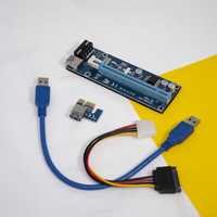 Новий USB райзер (PCI-E riser 1X-16X) версії 006S, Molex/SATA