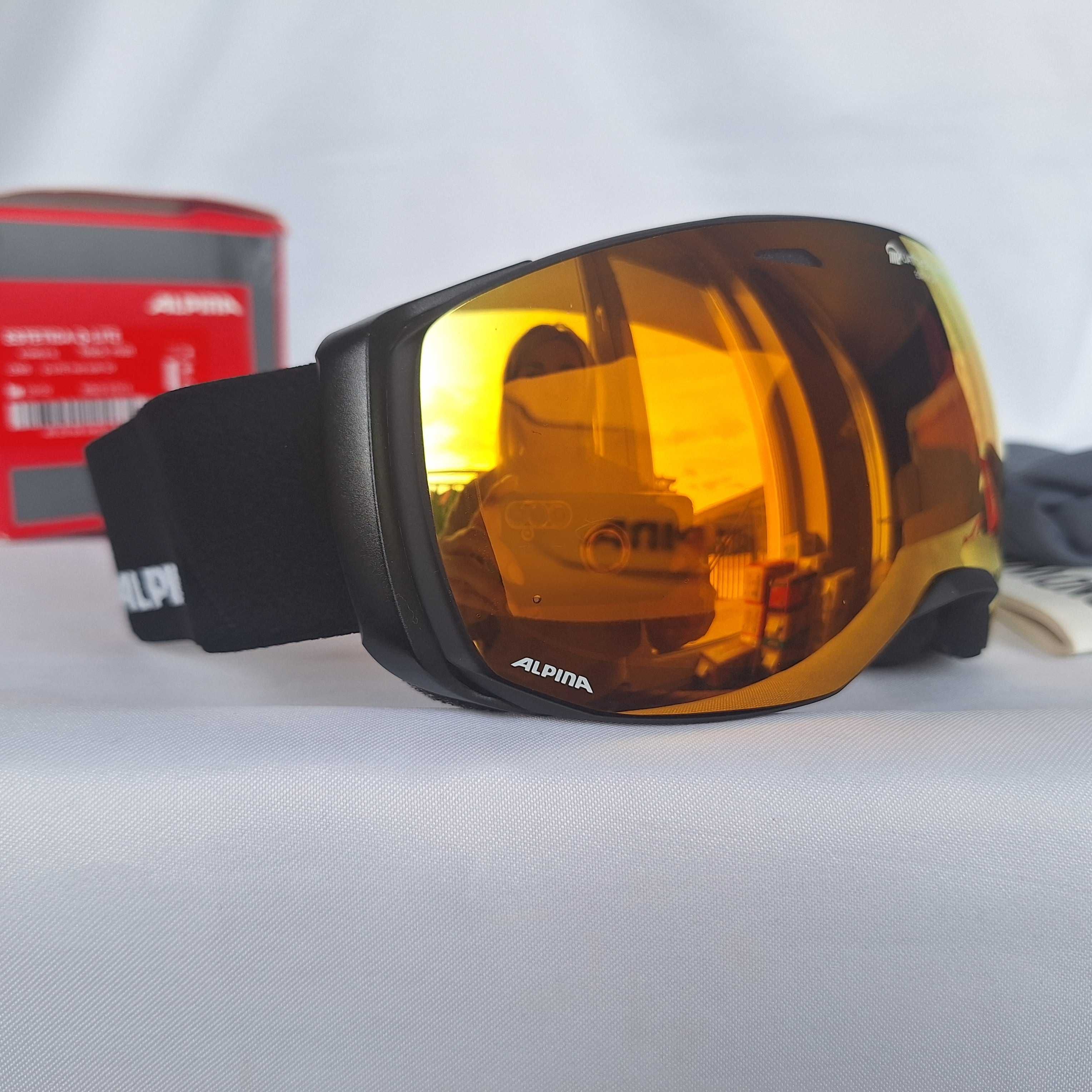 Gogle narciarskie Alpina Estetica Q-LITE Black Matt Red Sphere S2