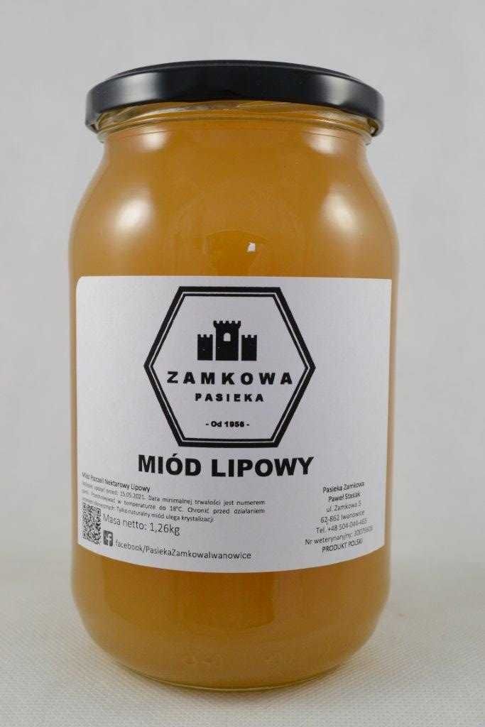 Miód Pszczeli Lipowy Nektarowy świeży z roku 2024 Pasieka Zamkowa