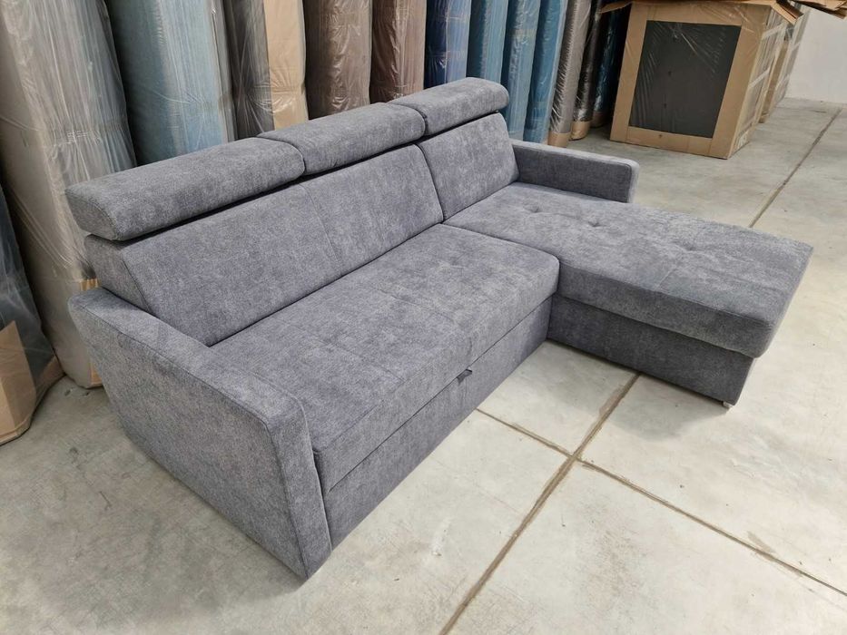 NOWY szary narożnik z funkcją i pojemnikiem KOMPAKTOWY - wyprzedaż 50%