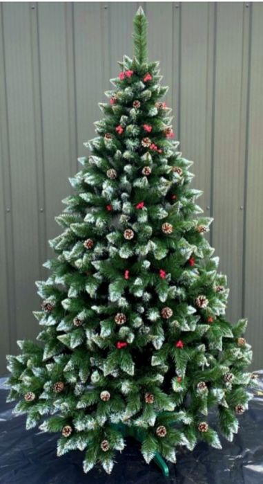 Ялинка штучна зелена засніжена ПВХ лита біла ёлка искусственная